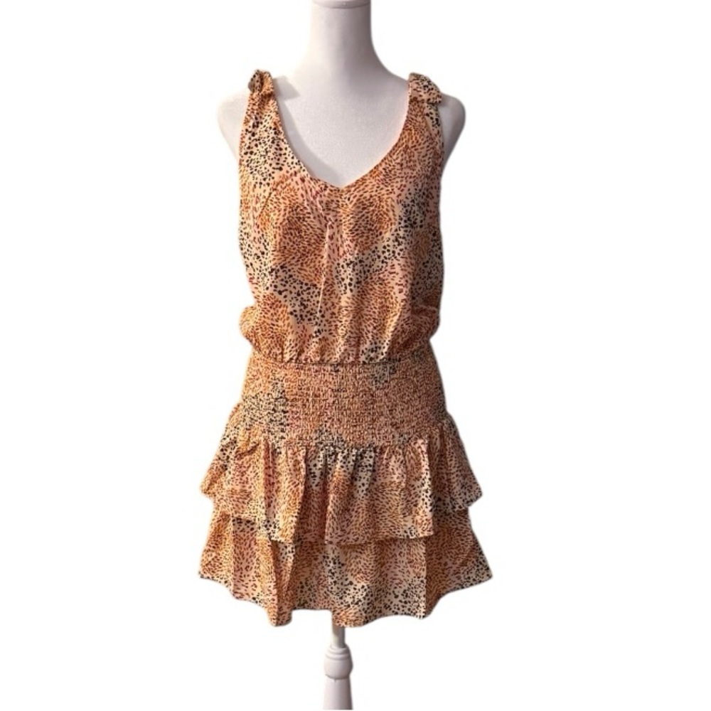 LUSH Animal Print Smocked Mini Dress Size S